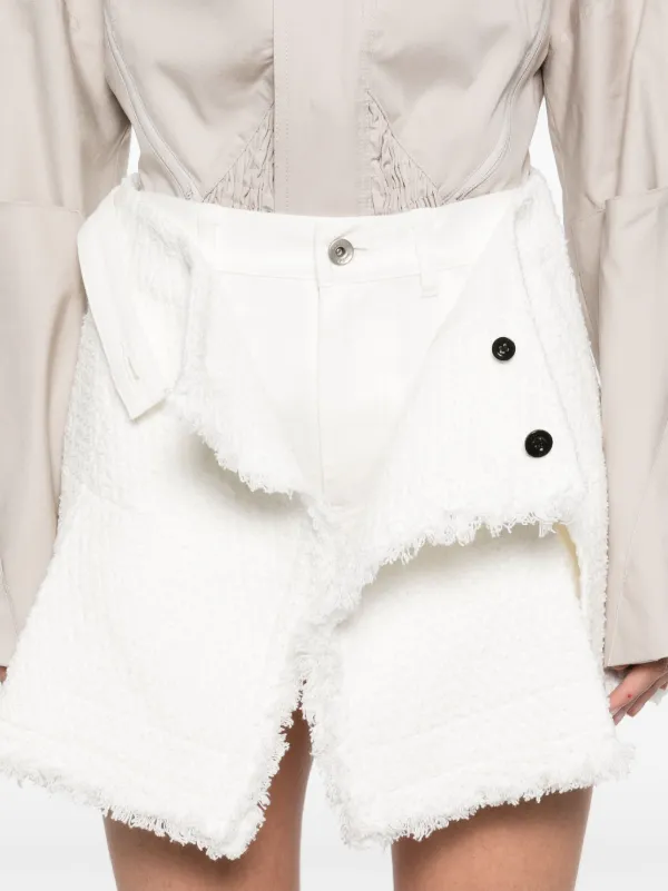 Sacai Tweed Skort | White | FARFETCH