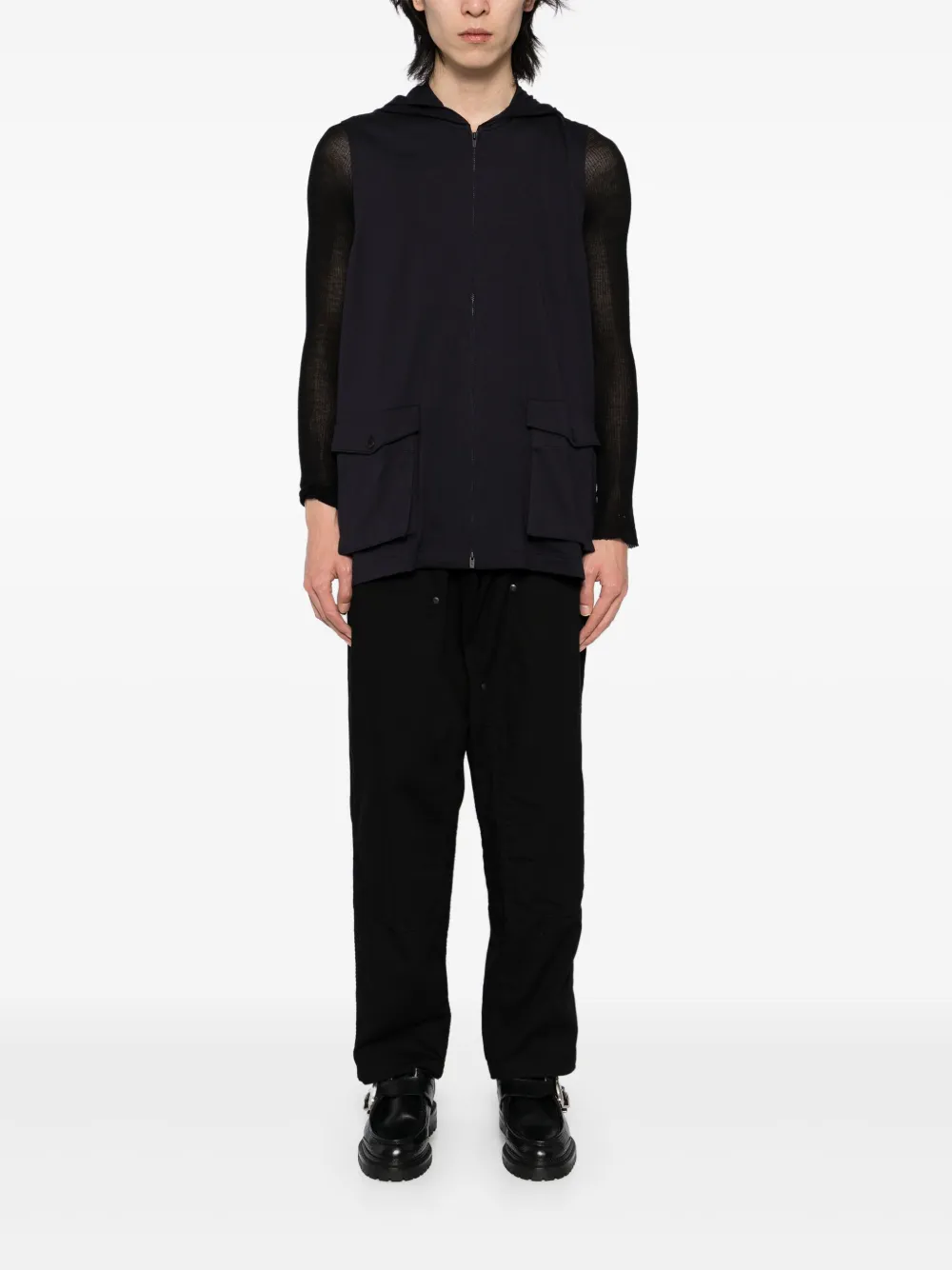 Yohji Yamamoto Hoodie met rits - Zwart