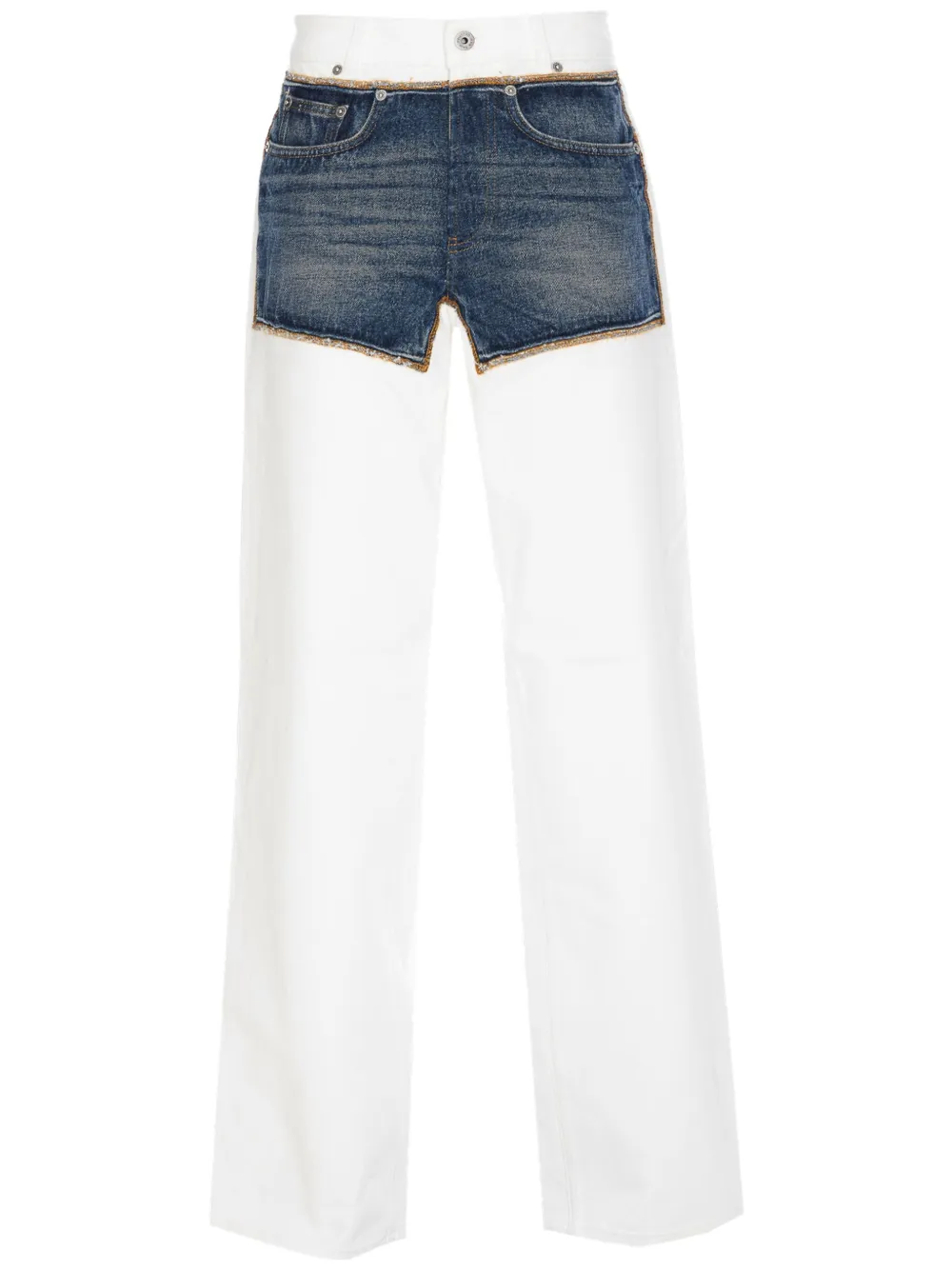 Jean Paul Gaultier Petit Grand trompe l'oeil jeans met wijde pijpen Wit