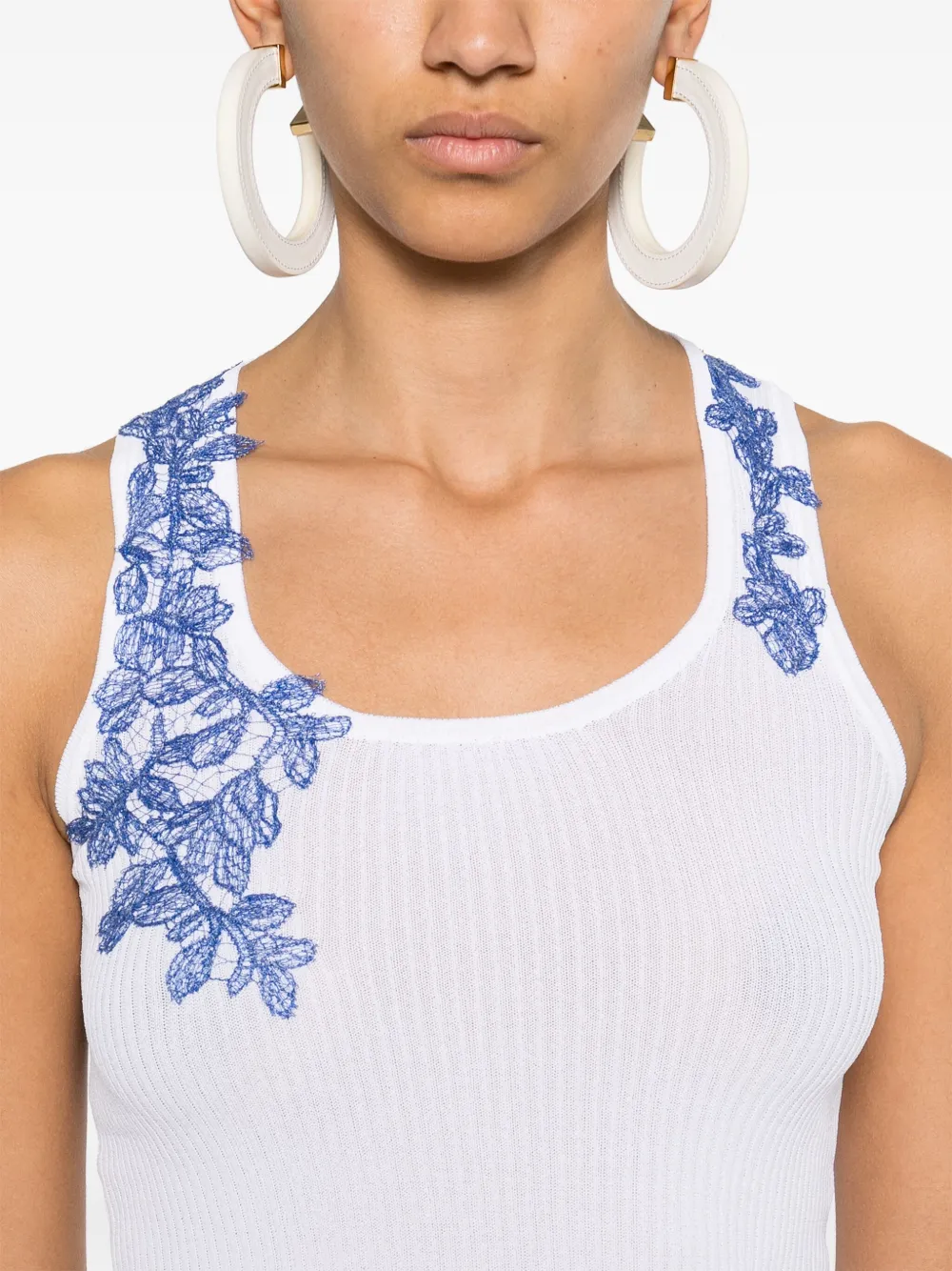Ermanno Firenze Lace-detail Tank Top In White