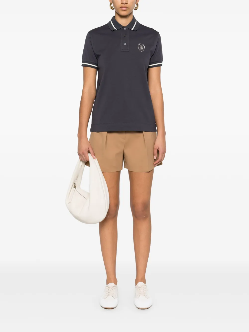 Brunello Cucinelli Poloshirt met logo-applicatie - Blauw