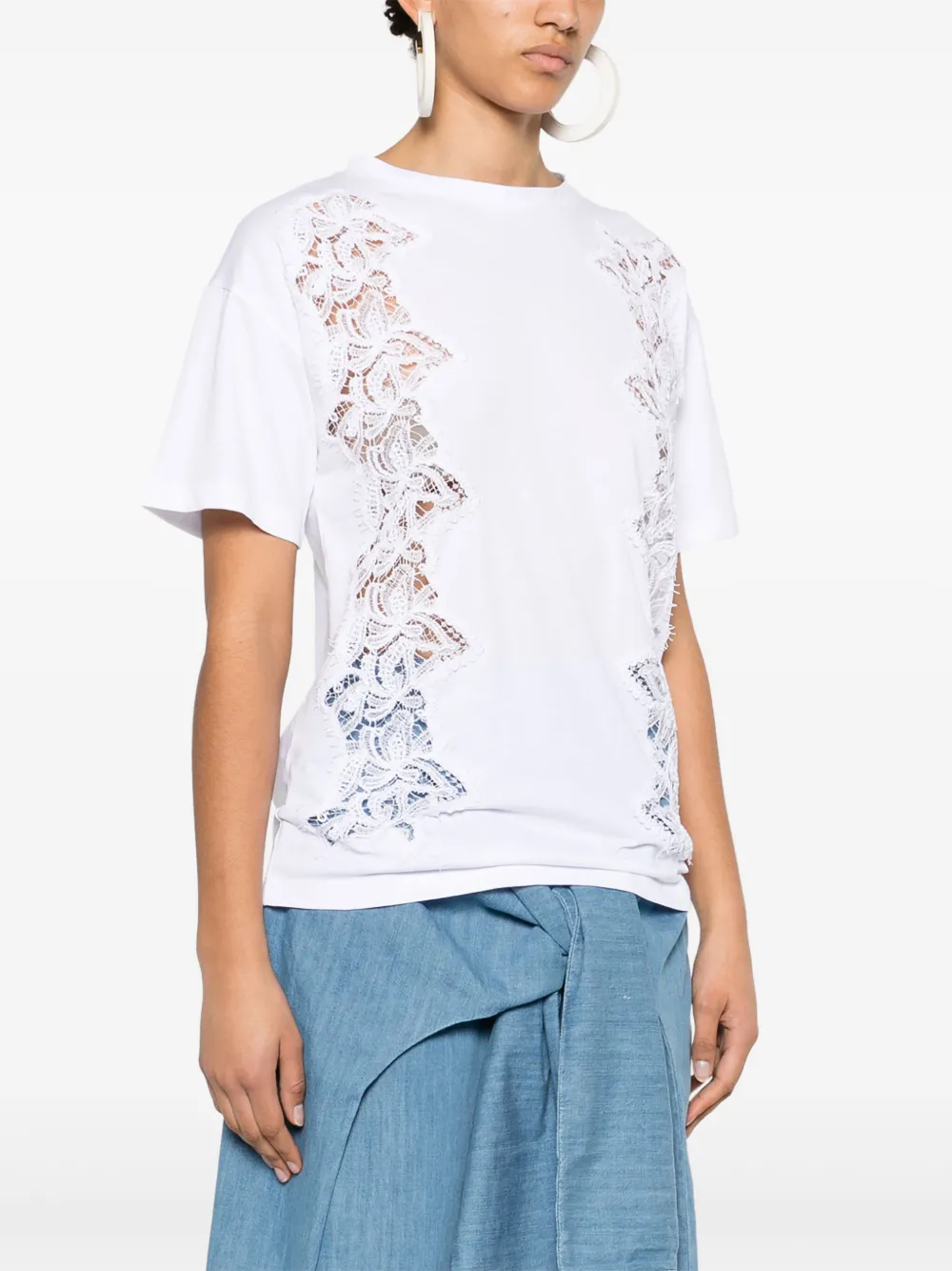 ERMANNO FIRENZE T-shirt met kant Wit