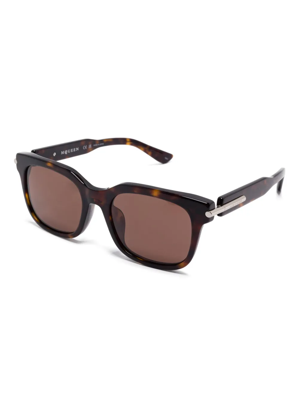 alexandermcqueeneyewear Alexander McQueen Eyewear Zonnebril met vierkant montuur - Bruin