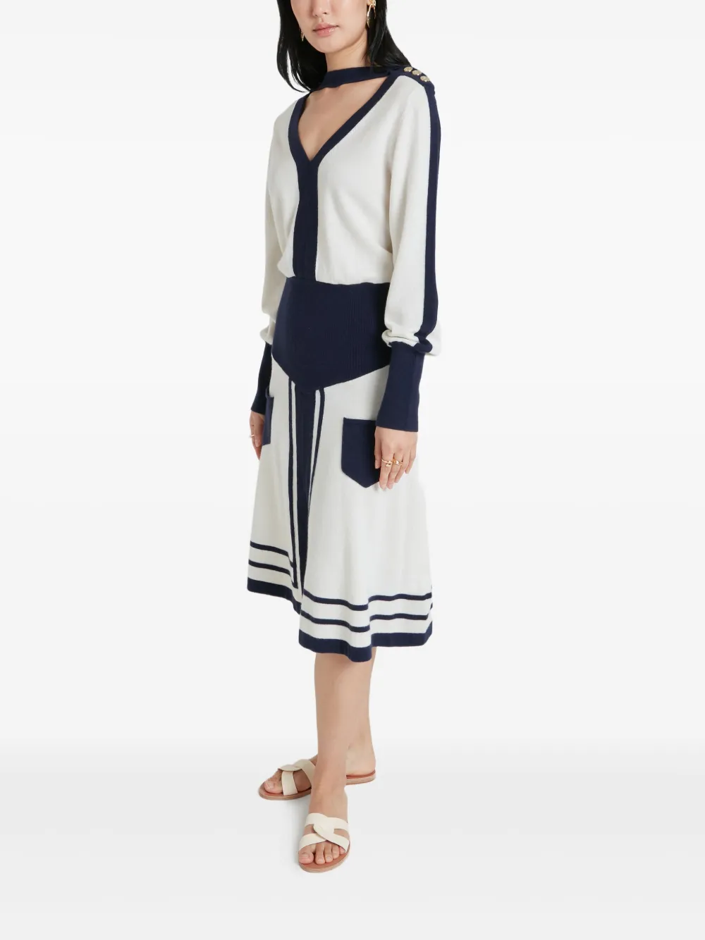 Temperley London Bretton gebreide midi-jurk Wit
