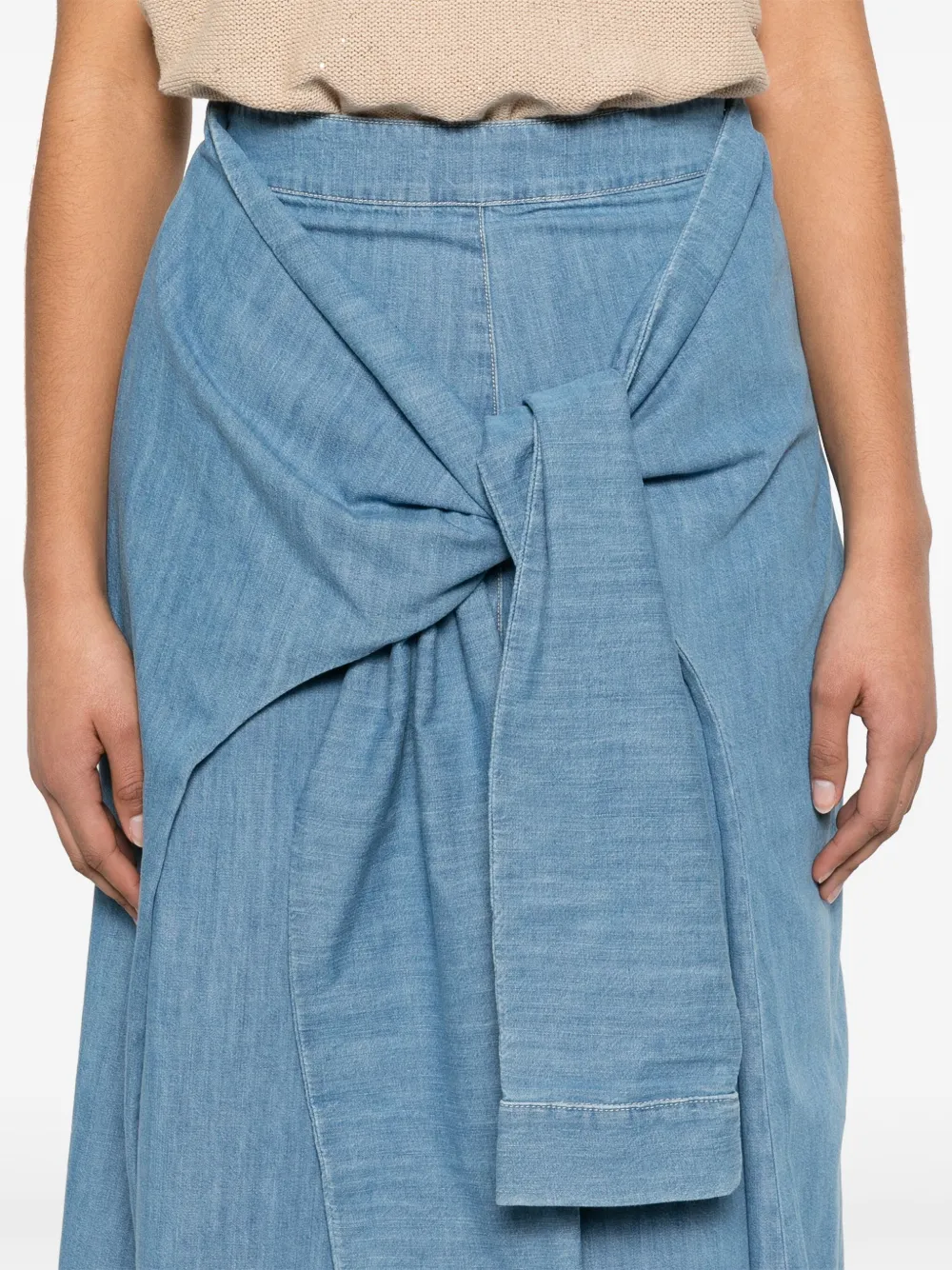 Fabiana Filippi Spijkerrok met geknoopt detail Blauw