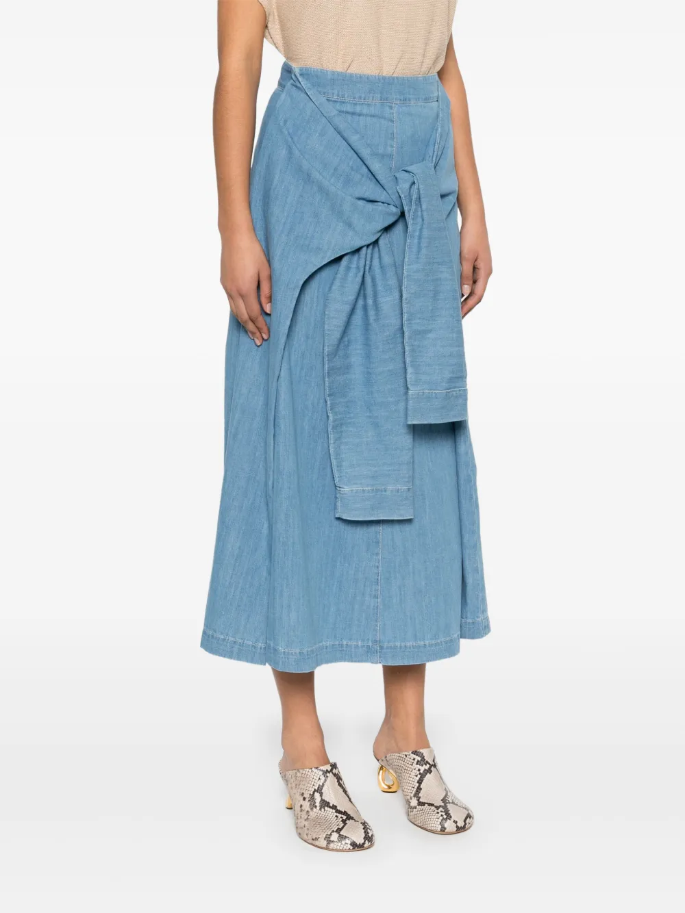 Fabiana Filippi Spijkerrok met geknoopt detail Blauw