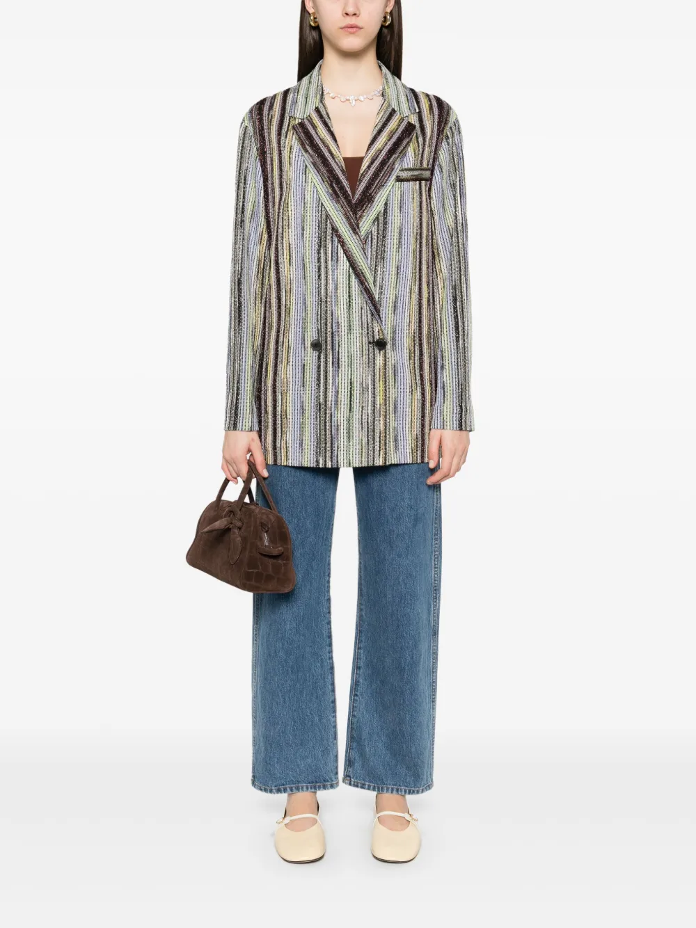 Missoni Gestreepte lamé blazer - Groen