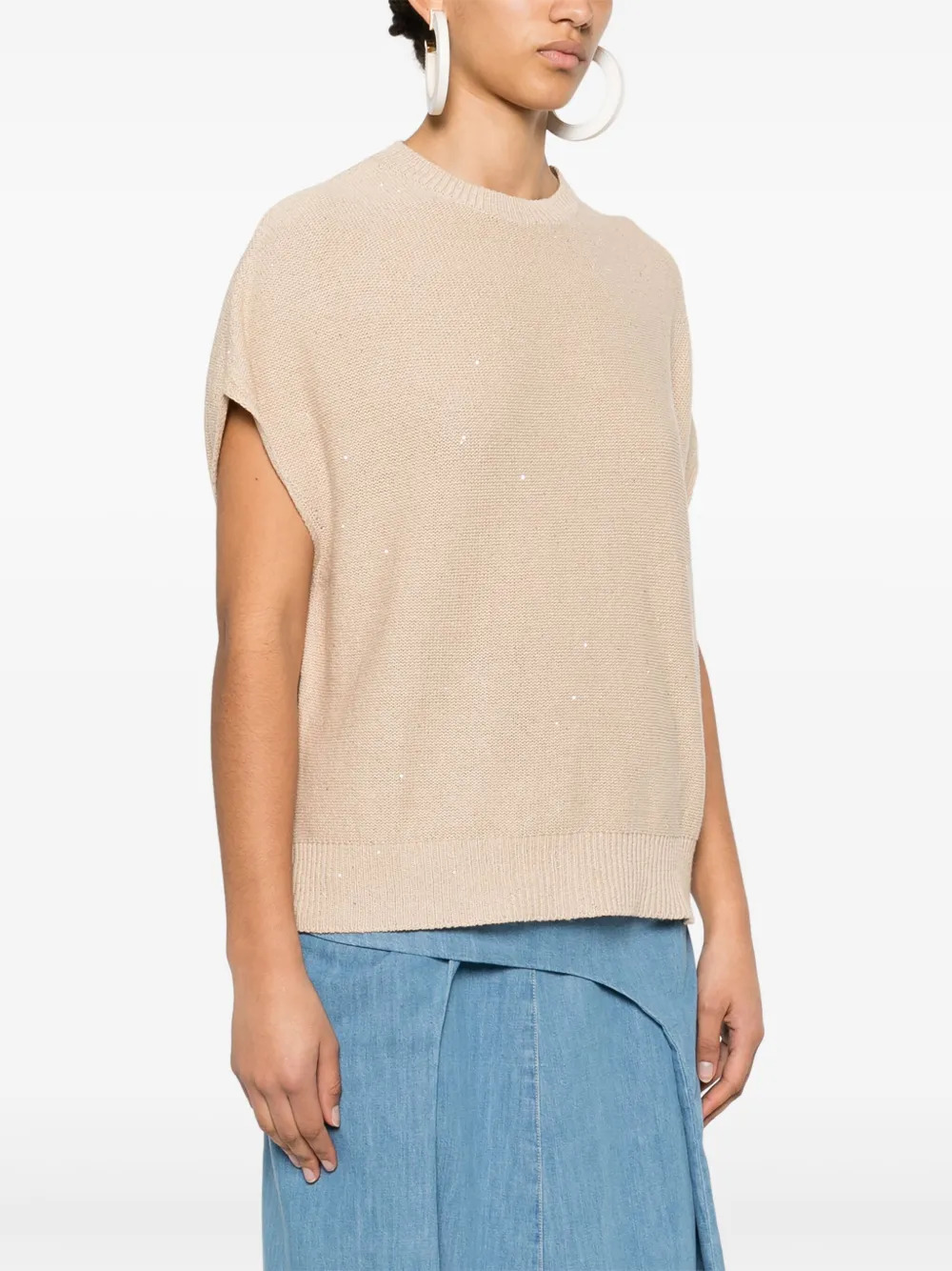 Fabiana Filippi Fijngebreide top Beige