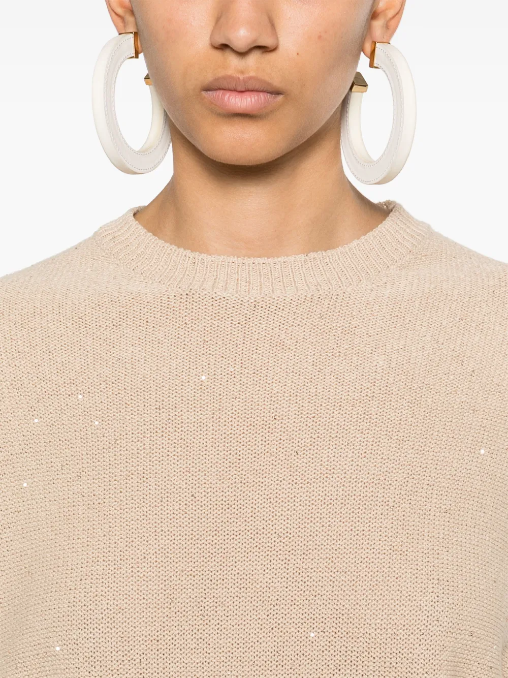 Fabiana Filippi Fijngebreide top Beige