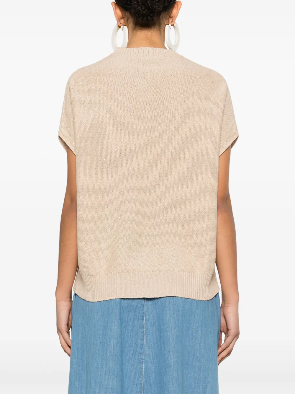 Fabiana Filippi Fijngebreide top Beige