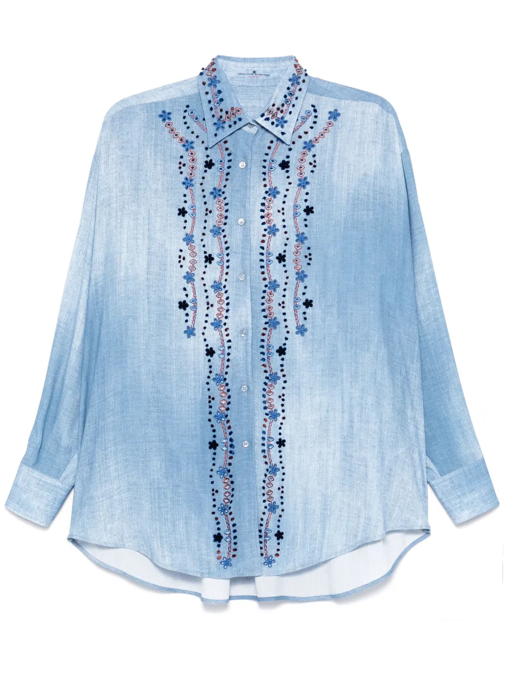 Ermanno Scervino Blouse met geborduurde bloemen Blauw