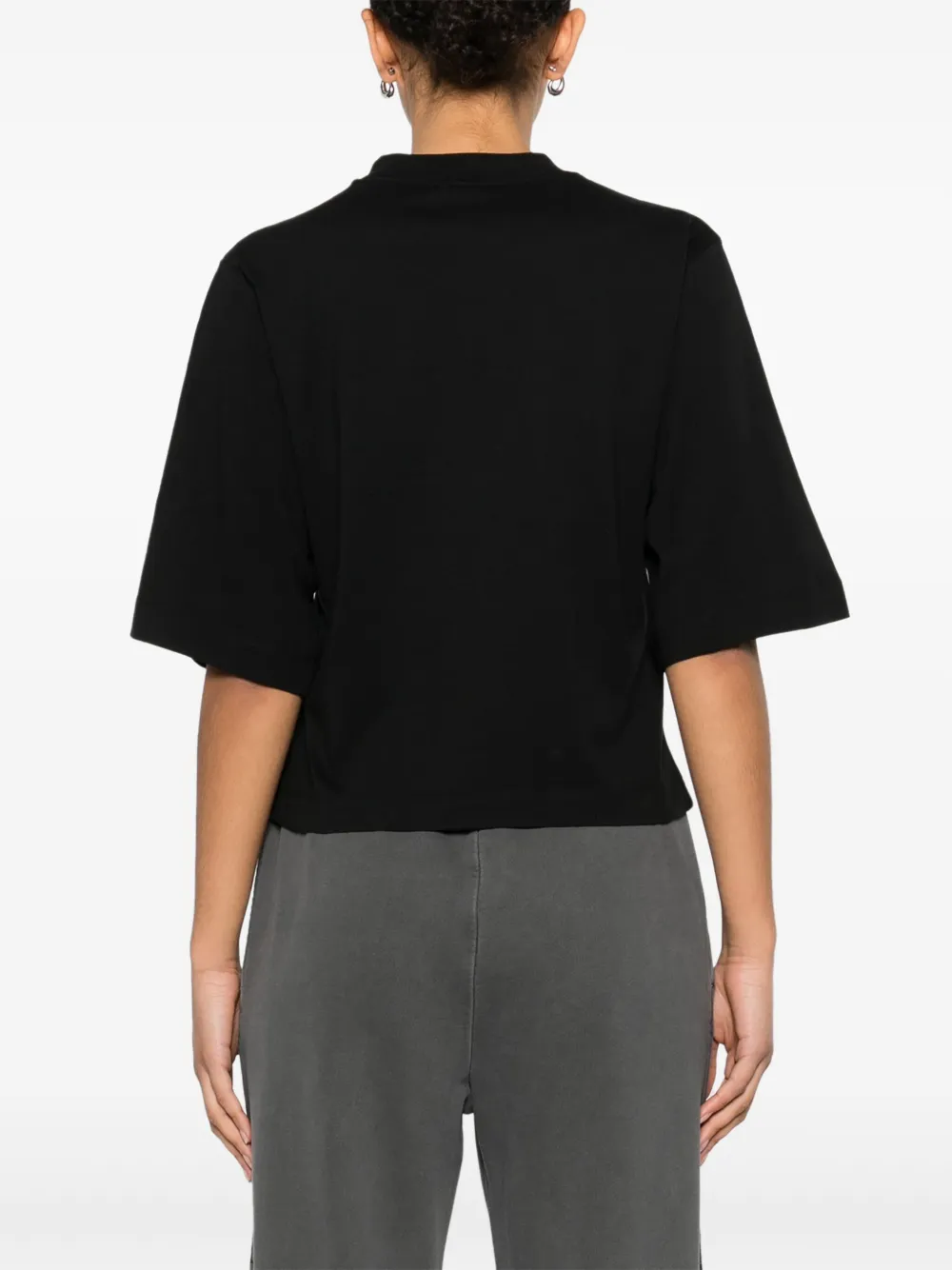 Shop Pinko Embroidered-logo T-shirt In Black