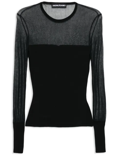 ANDREĀDAMO knitted sheer-detail top