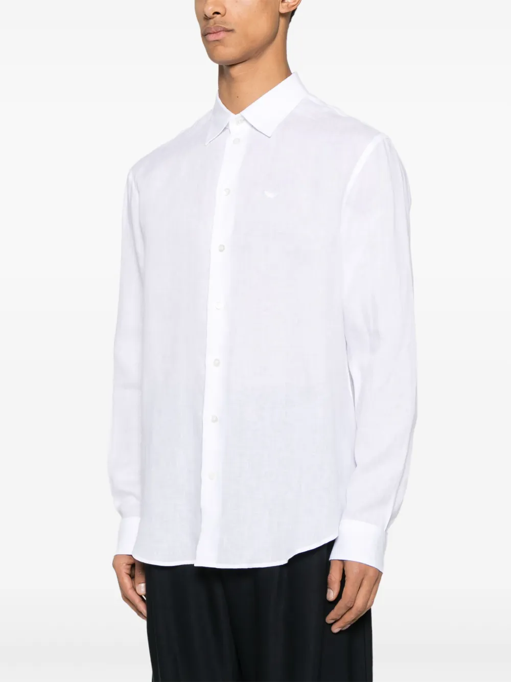 Emporio Armani Overhemd met geborduurd logo Wit