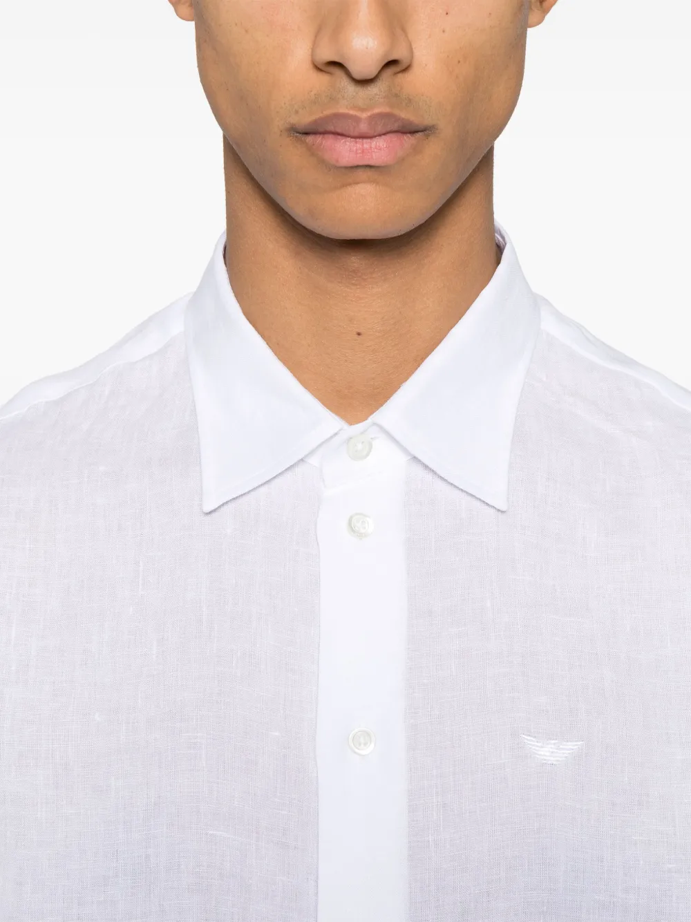 Emporio Armani Overhemd met geborduurd logo Wit