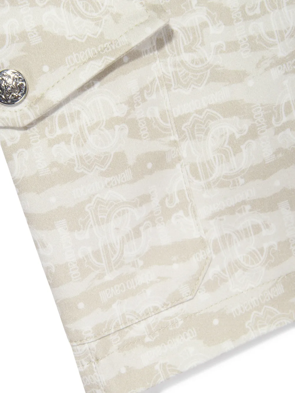 Roberto Cavalli Junior Cargo shorts met monogram Beige