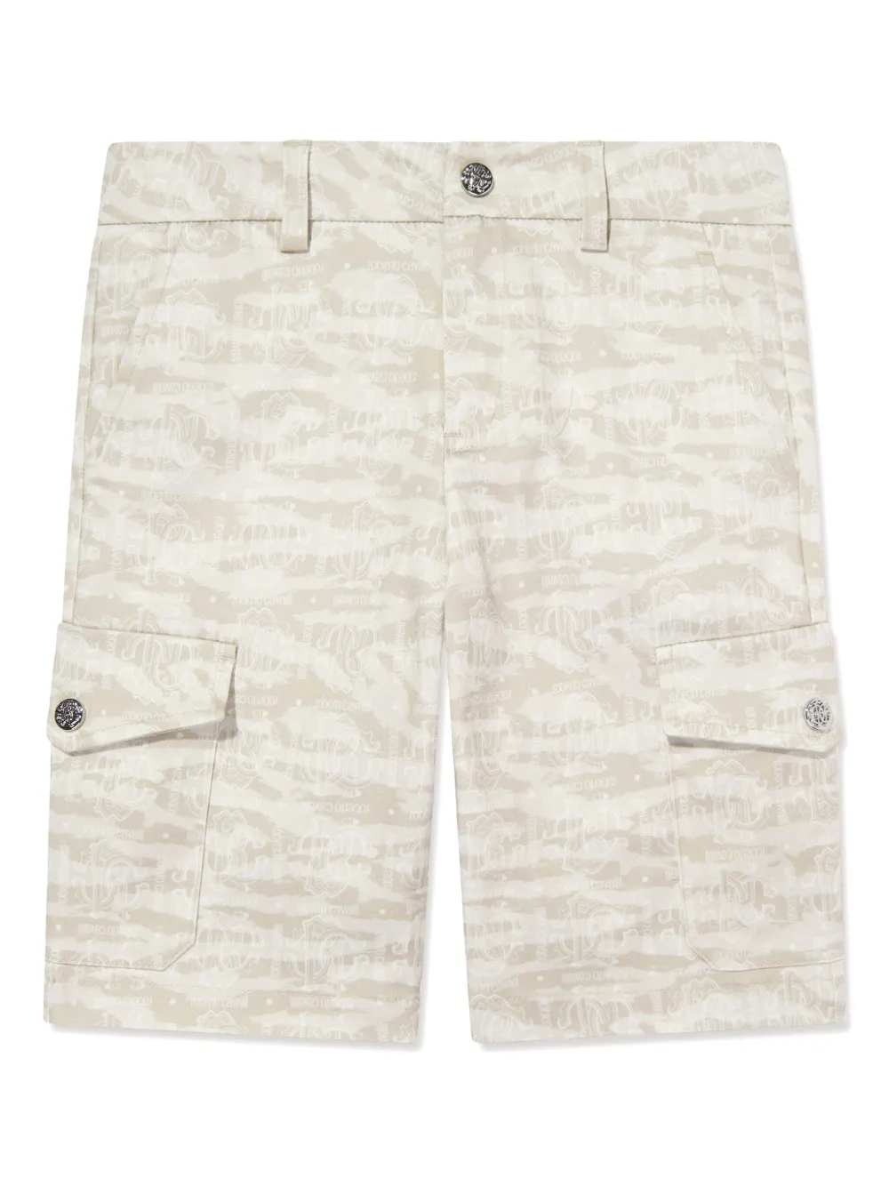 Roberto Cavalli Junior Cargo shorts met monogram Beige