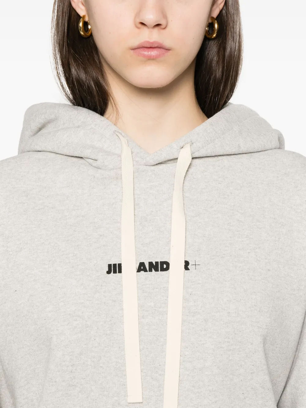 Jil Sander Hoodie met logoprint Grijs