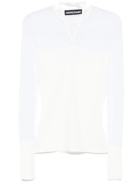 ANDREĀDAMO knitted sheer-detail top