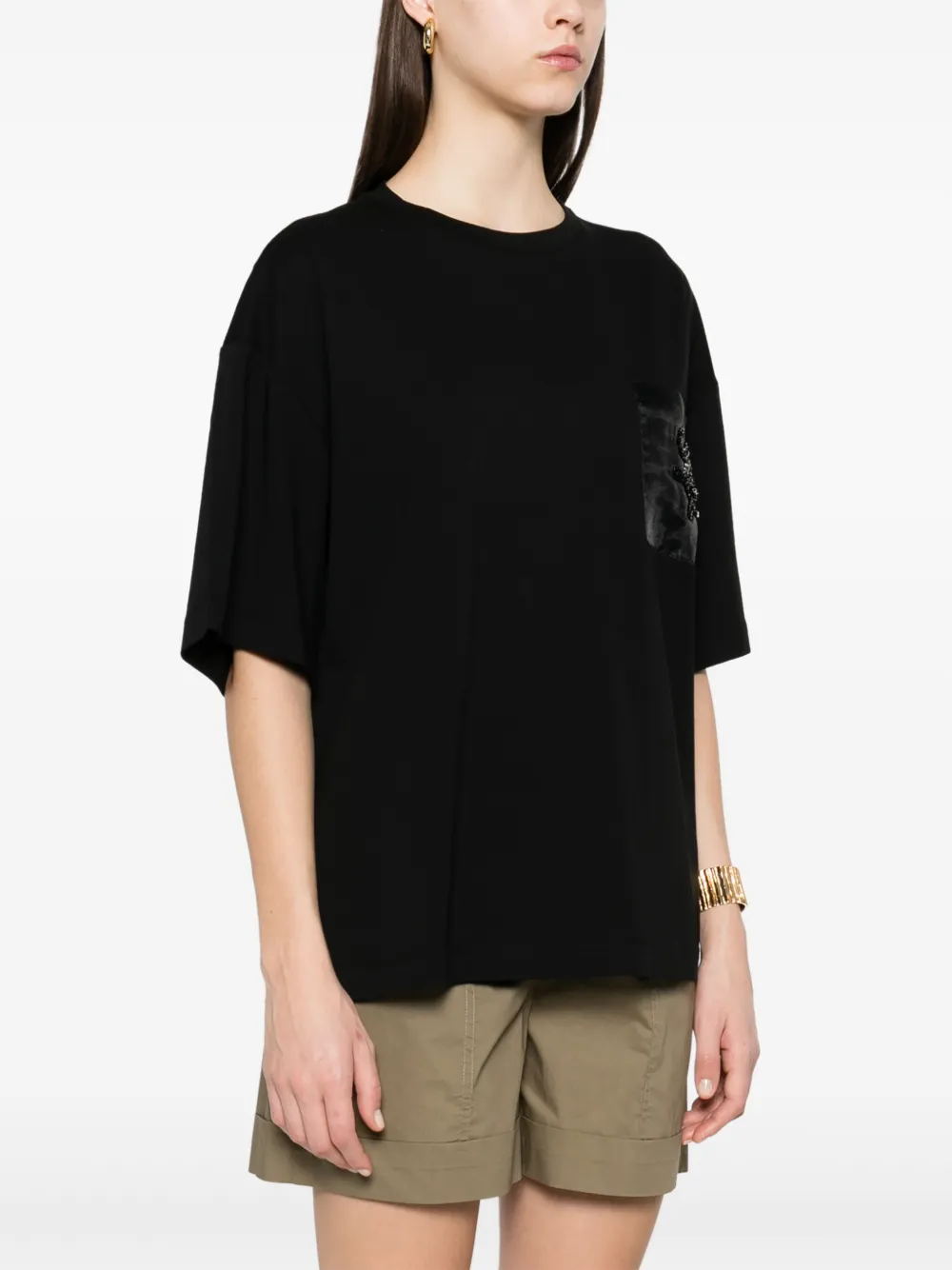 LIU JO T-shirt met logo van kralen Zwart