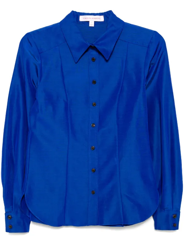 royal blue dress shirt women CrispCotton Royal Blue Back Button Detail Shirt