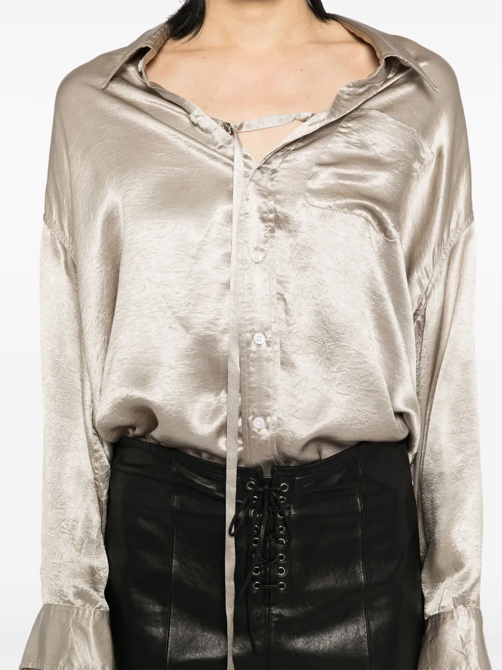 R13 Blouse met lage hals Beige
