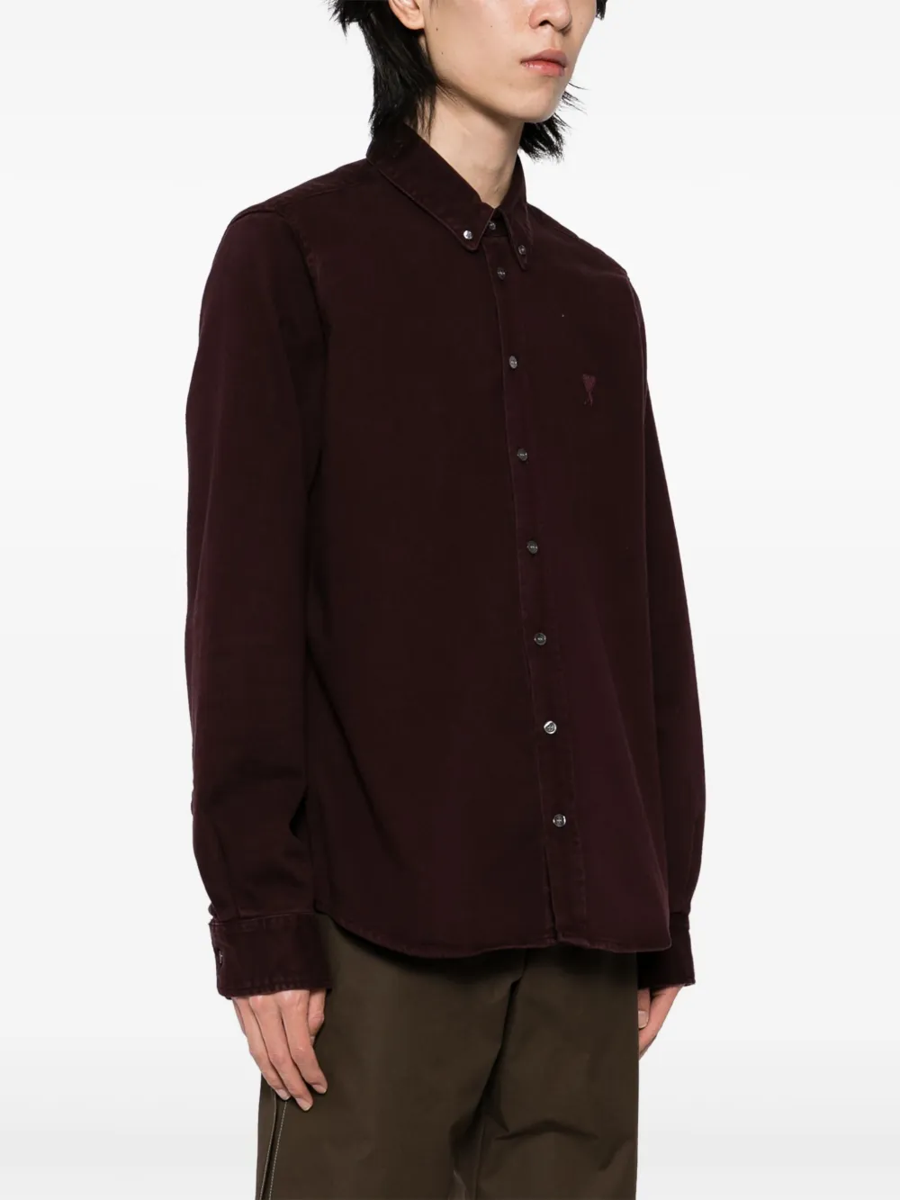 AMI Paris Overhemd met geborduurd logo Rood