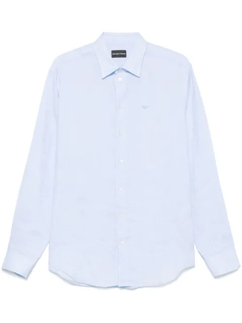 Chemise à logo brodé - Emporio Armani - Modalova