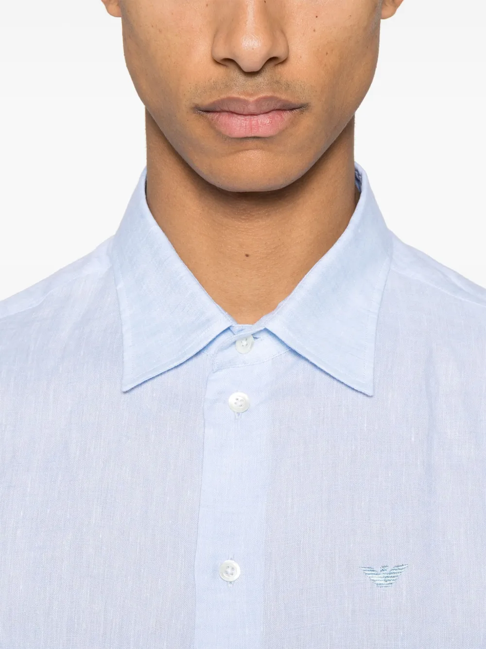Emporio Armani Overhemd met geborduurd logo Blauw