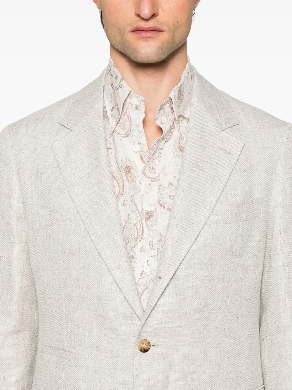 Shop Brunello Cucinelli Single-breasted Blazer In Neutrals