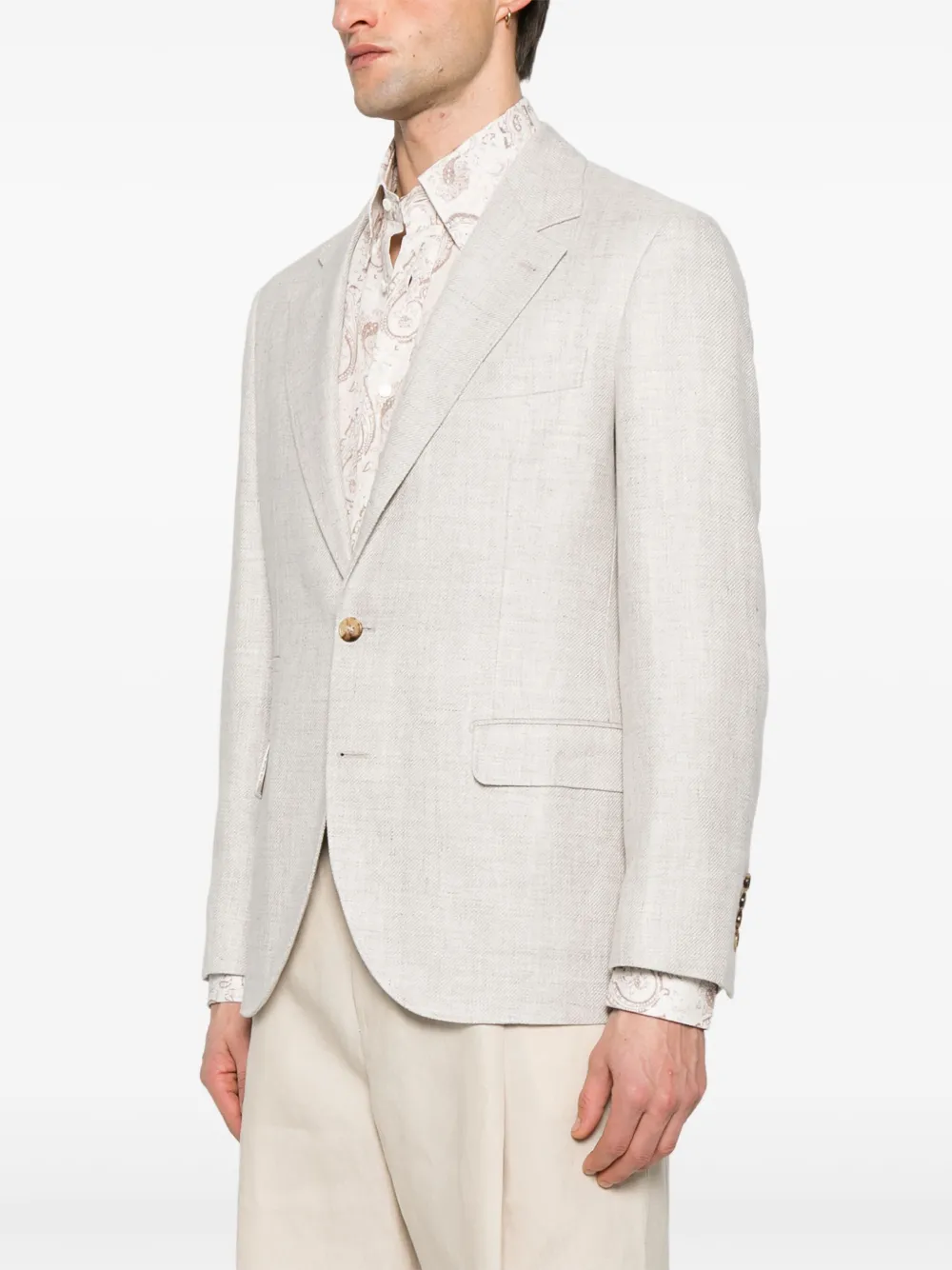 Shop Brunello Cucinelli Single-breasted Blazer In Neutrals
