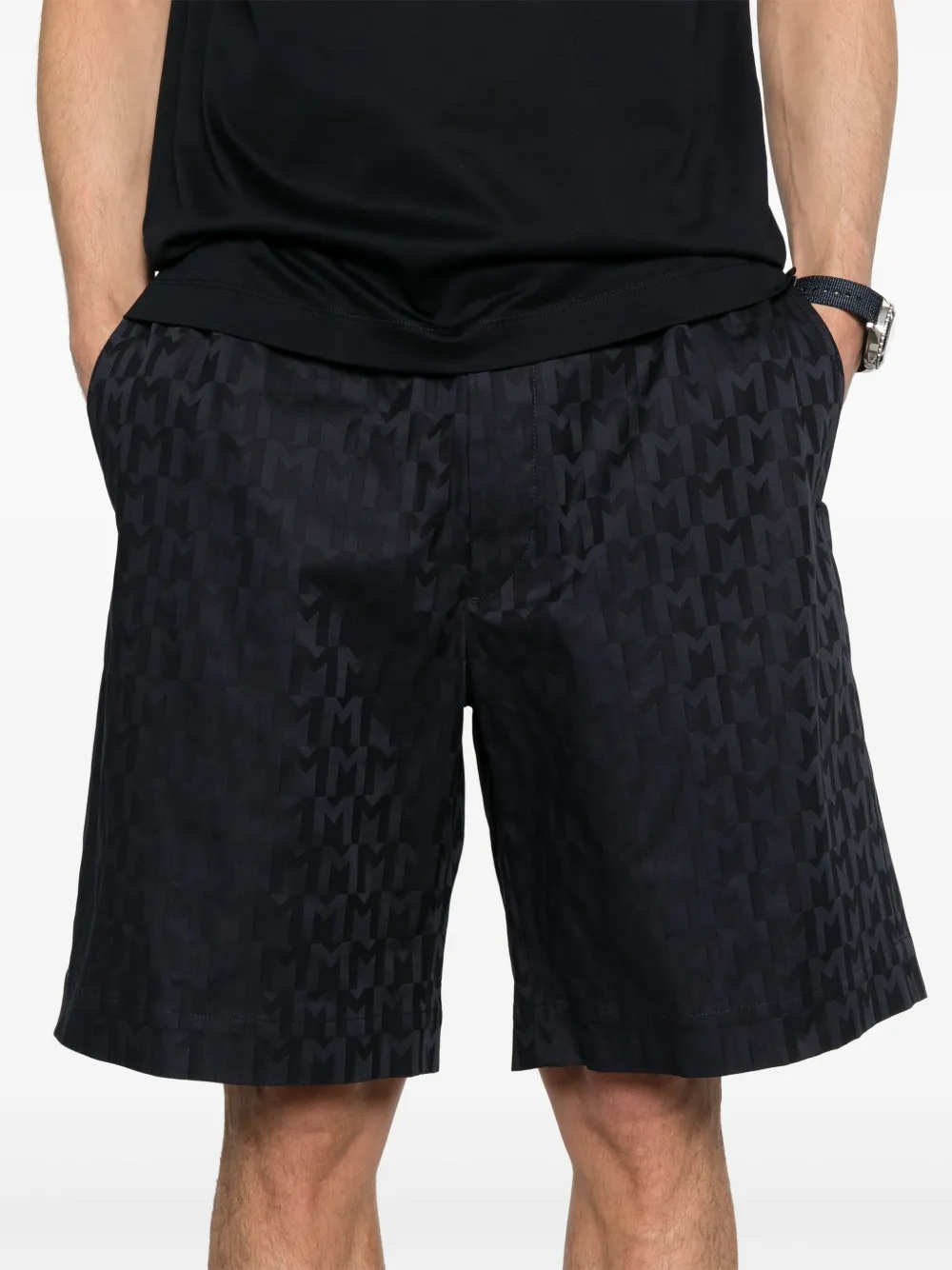 Moncler Shorts met monogram-jacquard Blauw