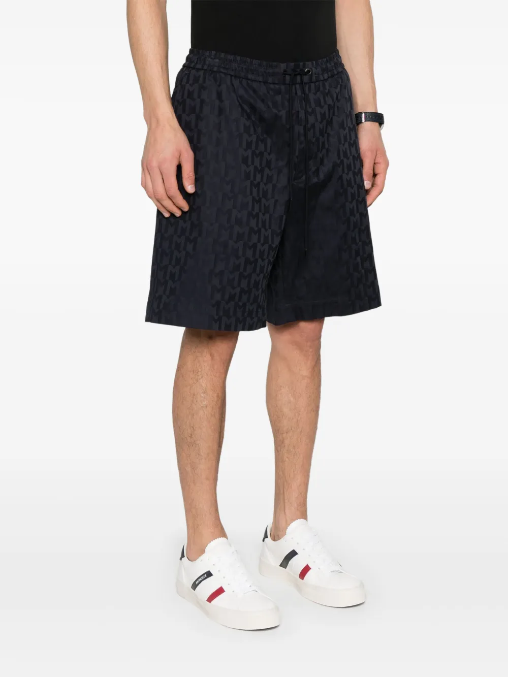 Moncler Shorts met monogram-jacquard Blauw
