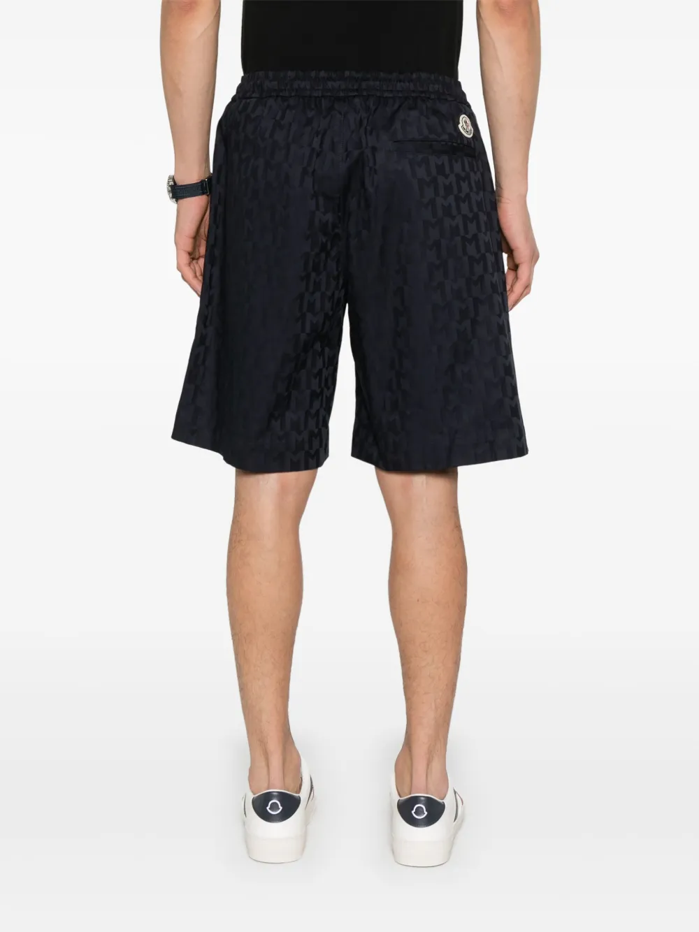 Moncler Shorts met monogram-jacquard Blauw