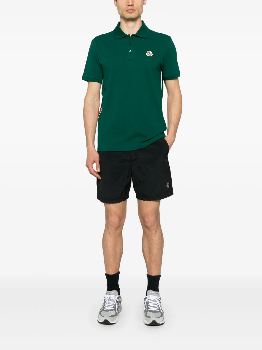 Moncler Piqué poloshirt met gestreept detail - Groen