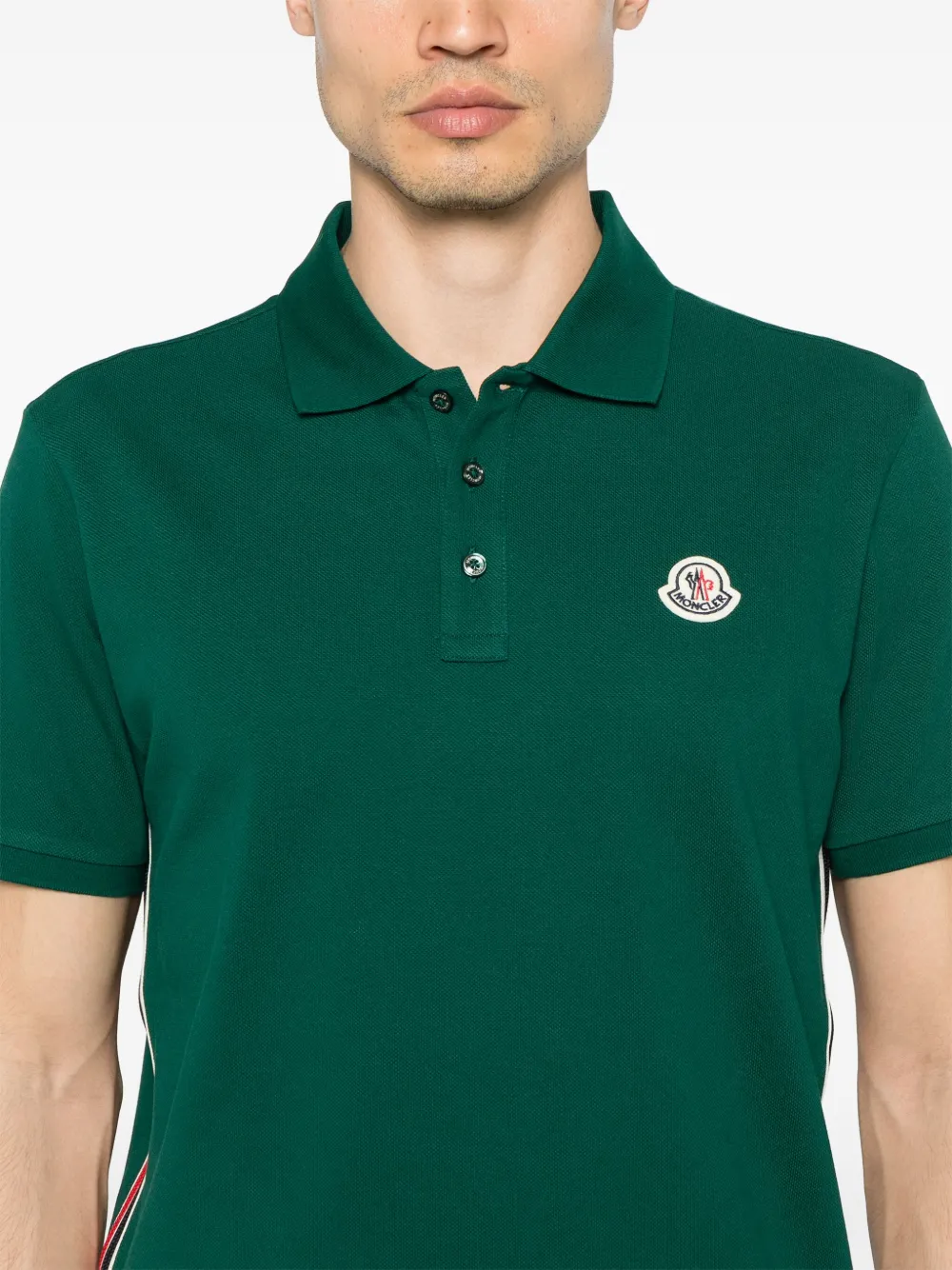 Moncler Piqué poloshirt met gestreept detail Groen