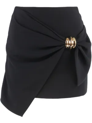 ELISABETTA FRANCHI●ロゴボタン付き クレープタイトスカート Elisabetta Franchi クレープ ミニスカート | ニュートラル
