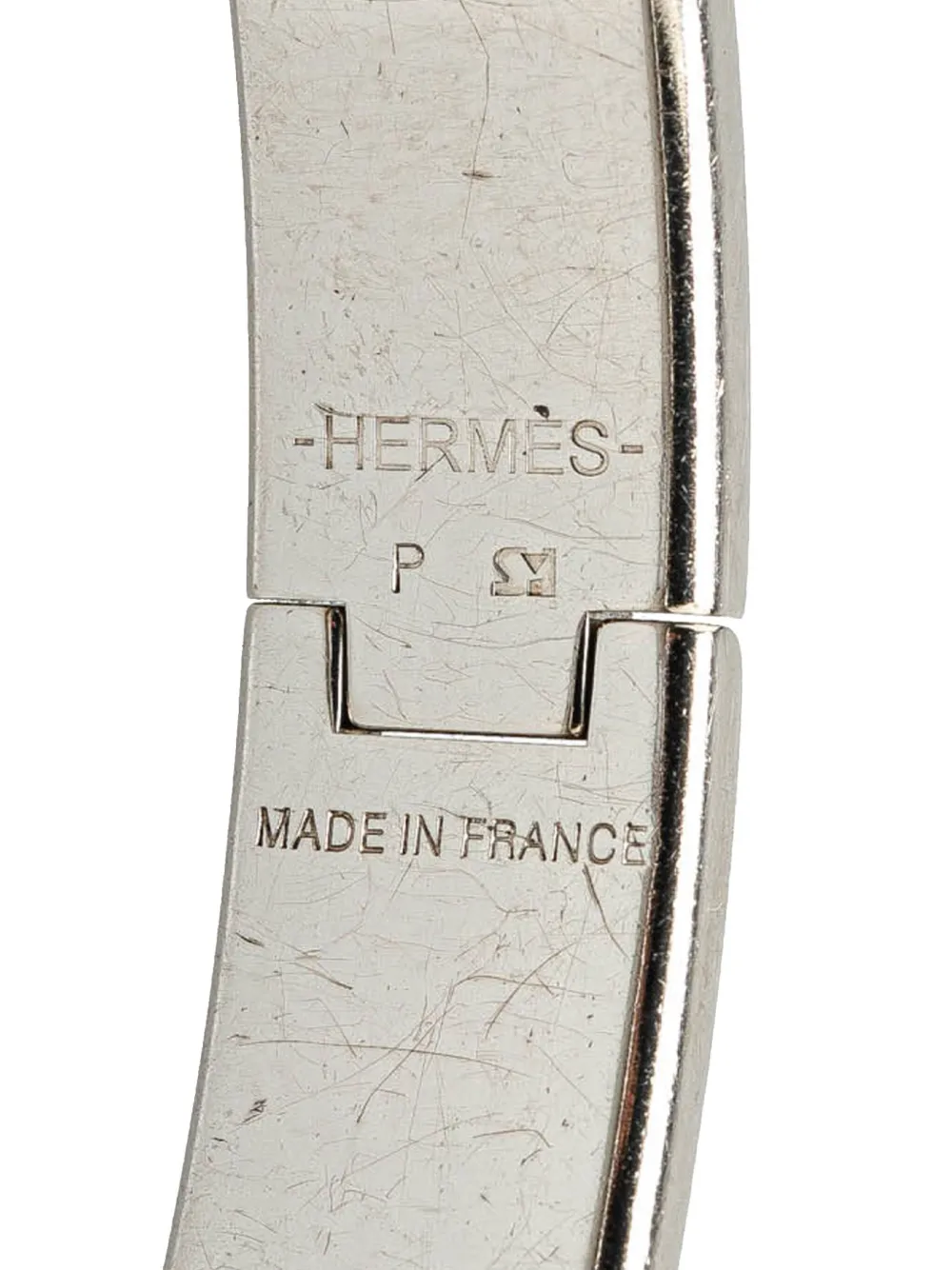 Pre-owned Hermes 20th Century Enamel Clic H Bracelet Gm Costume Bracelet In Silver