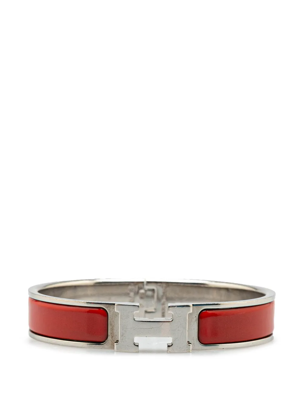 Hermès Pre-Owned 20th Century エナメル クリック H GM コスチューム ブレスレット - シルバートーン Hermès Pre-Owned 20th Century エナメル クリック H GM コスチューム ブレスレット - シルバートーン