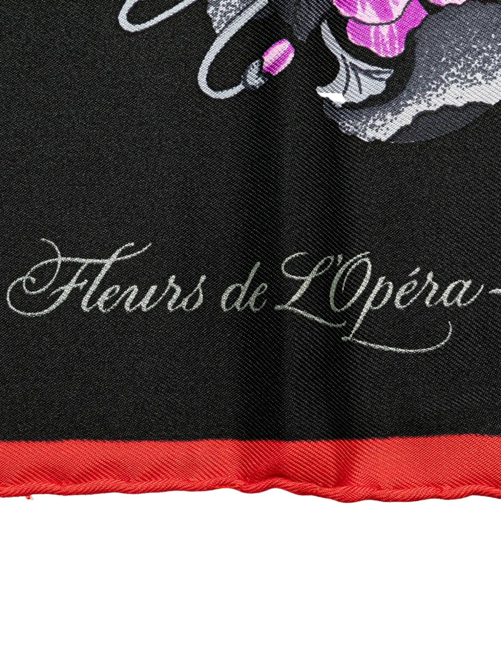 Pre-owned Hermes 20th Century Fleurs De L'opera Silk Scarf Scarves In Black