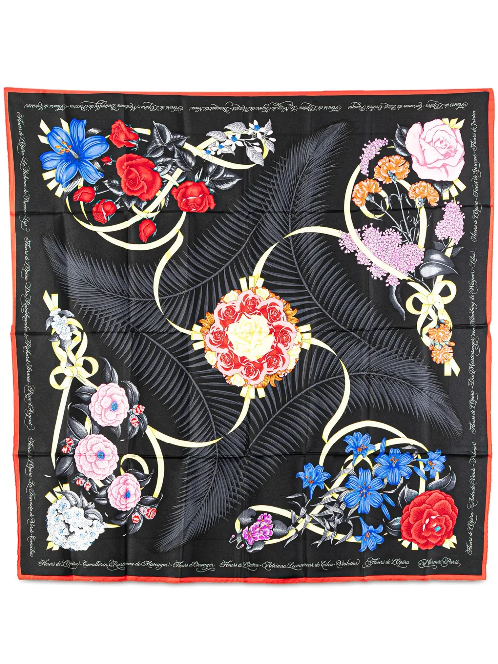 Hermès Pre-Owned 20th Century Fleurs de L'Opera シルク スカーフ - ブラック Hermès Pre-Owned 20th Century Fleurs de L'Opera シルク スカーフ - ブラック