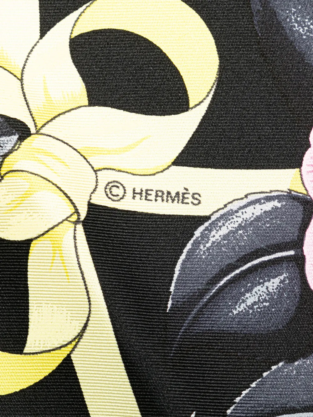 Pre-owned Hermes 20th Century Fleurs De L'opera Silk Scarf Scarves In Black
