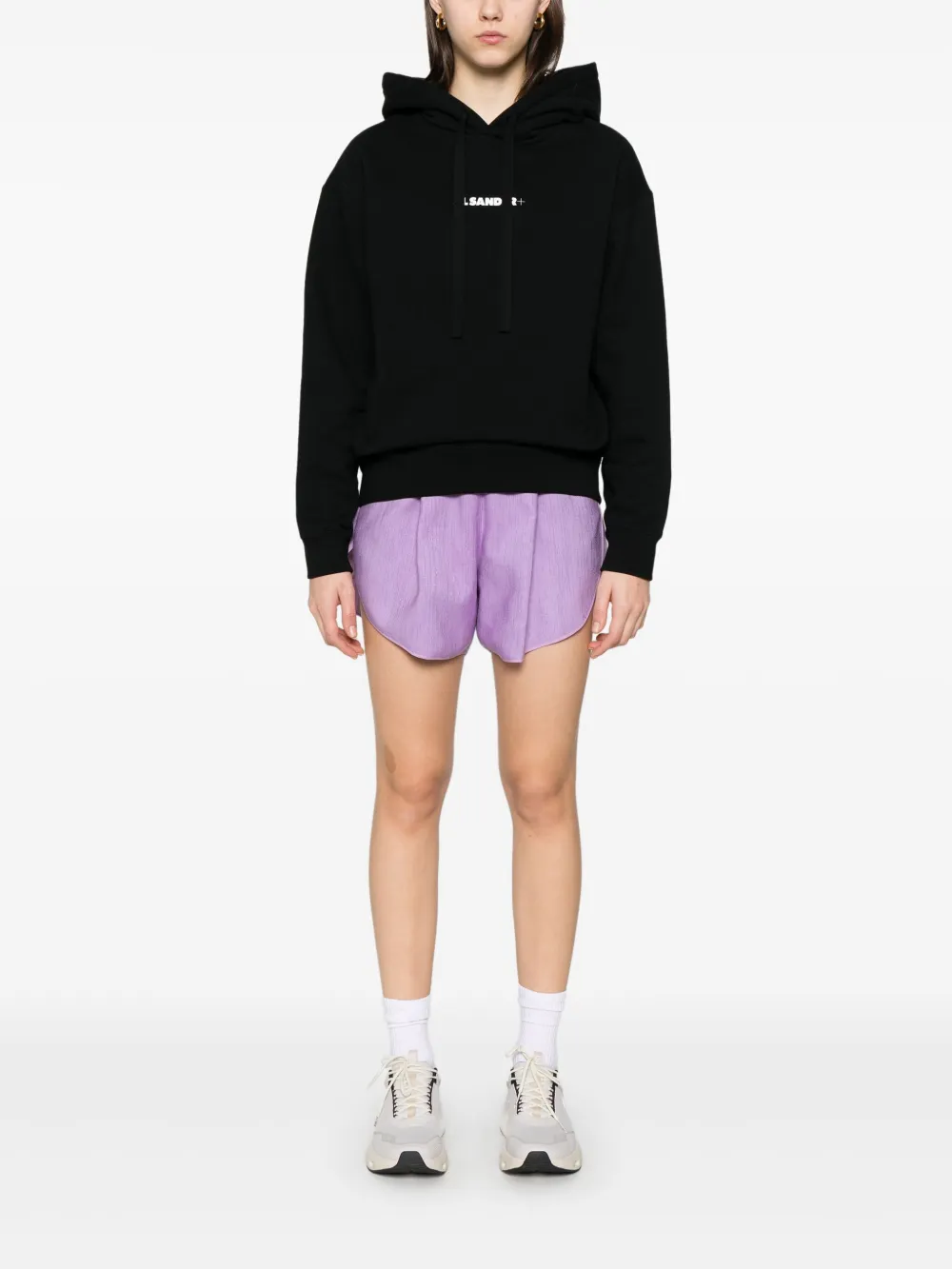 JIL SANDER+ logo-print hoodie - Zwart