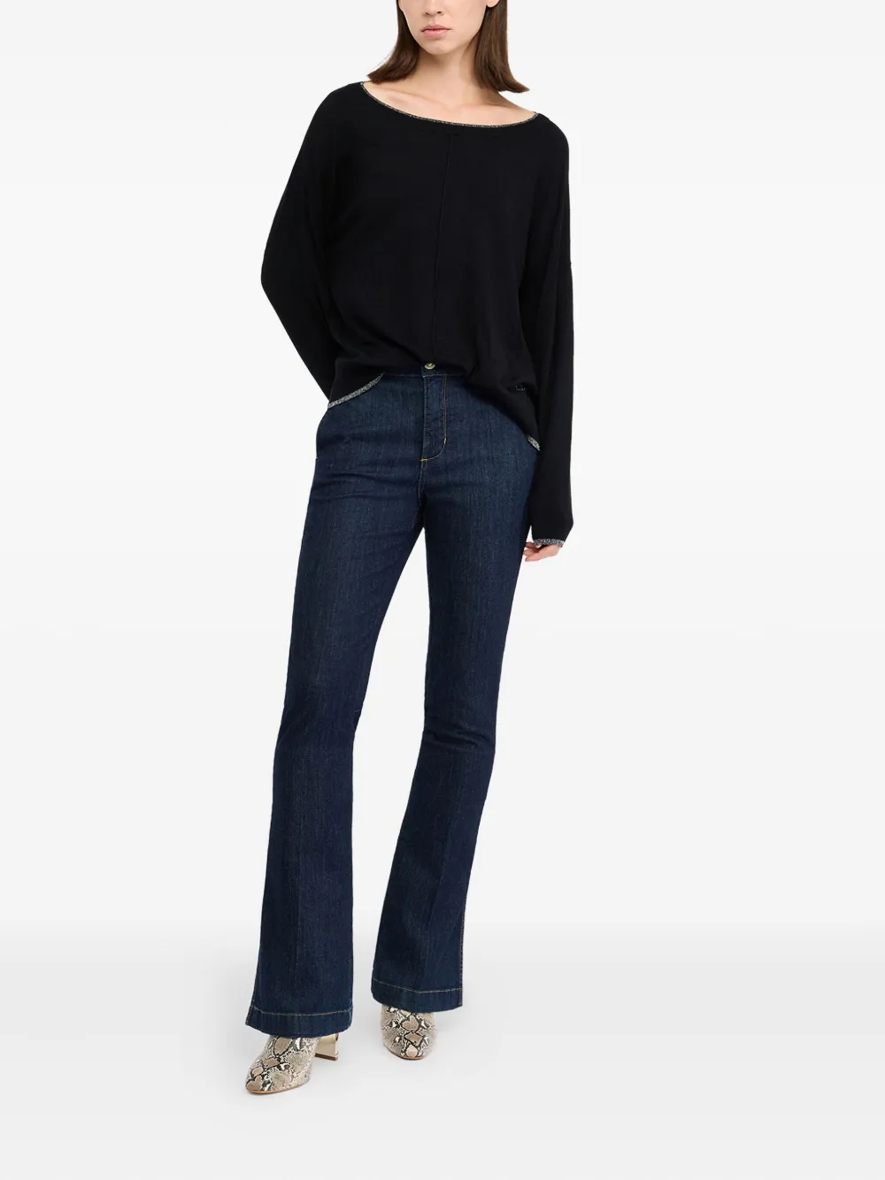 Liu •jo Lurex-detail Sweater In Black