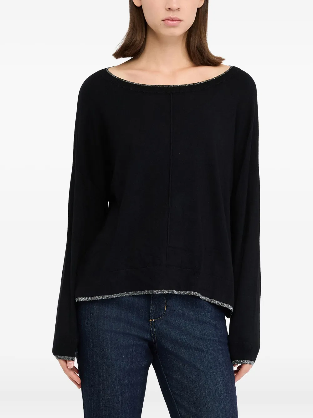 Liu •jo Lurex-detail Sweater In Black