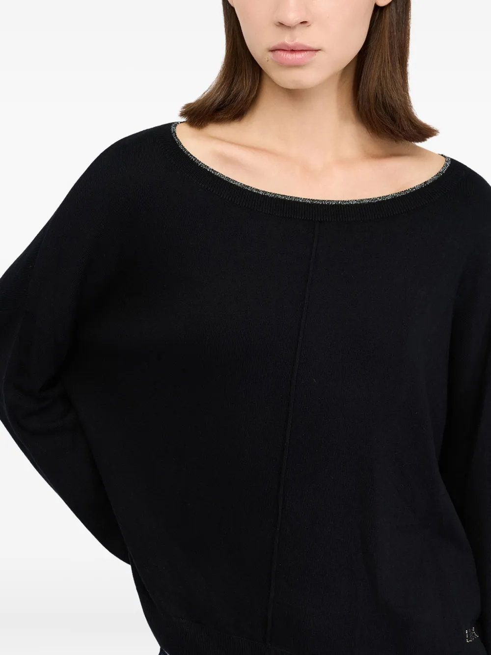 Liu •jo Lurex-detail Sweater In Black