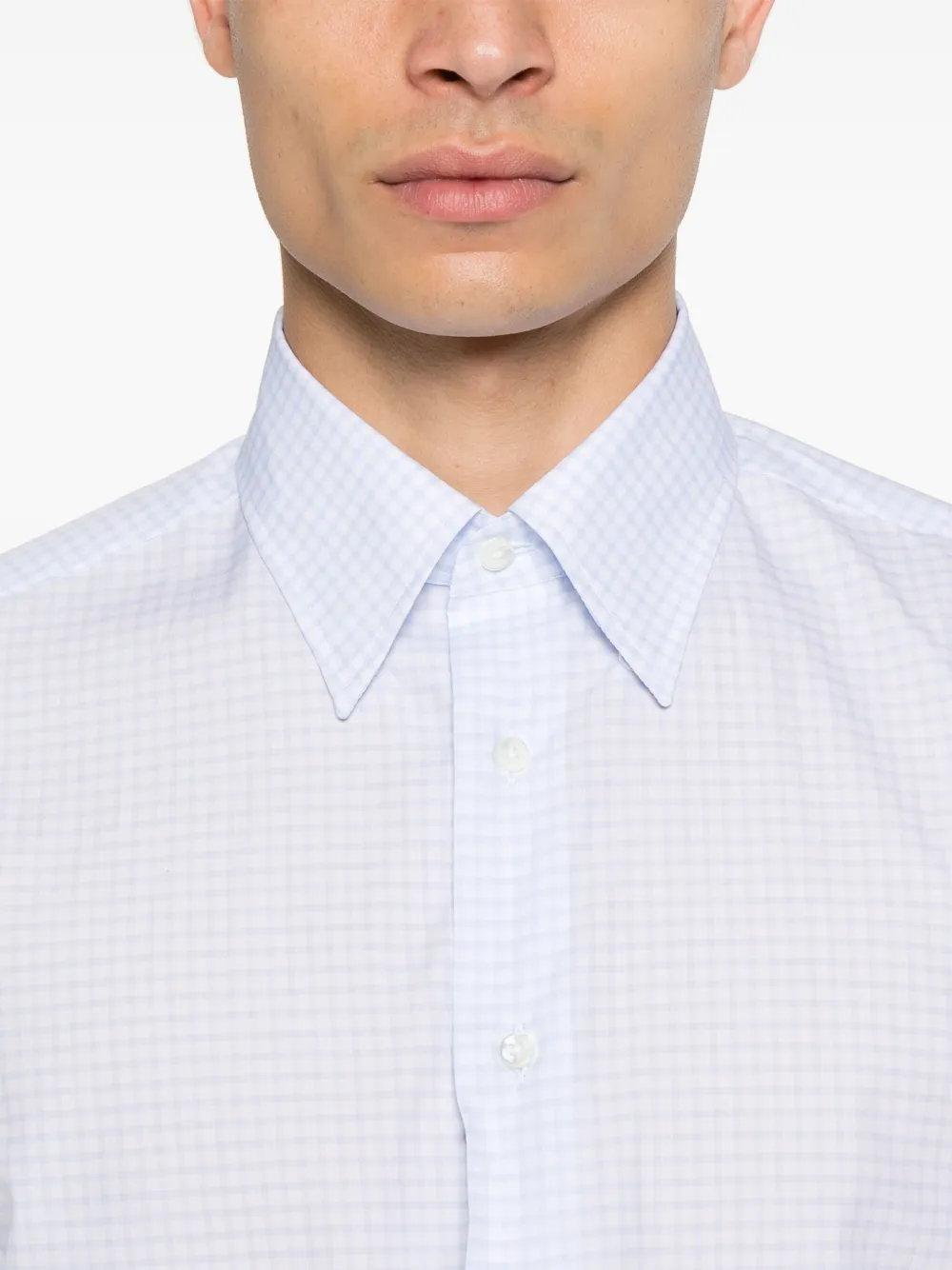 Canali Geruit overhemd Blauw