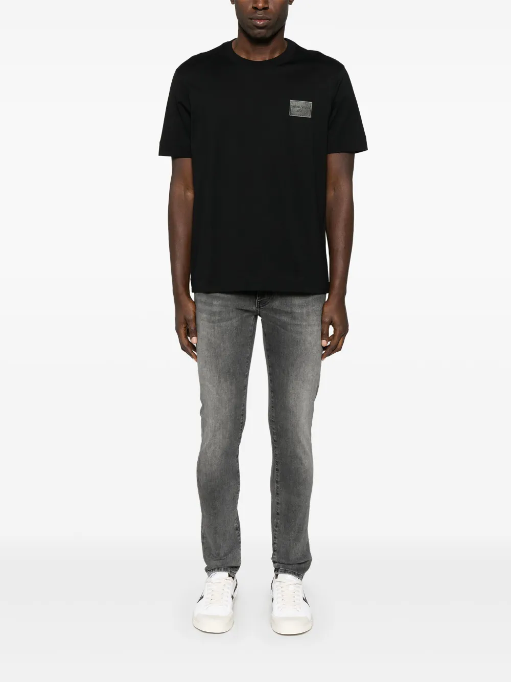 Emporio Armani T-shirt met geborduurd logo - Zwart