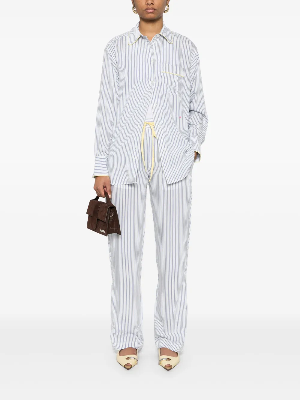 Victoria Beckham Gestreepte pyjamabroek - Wit