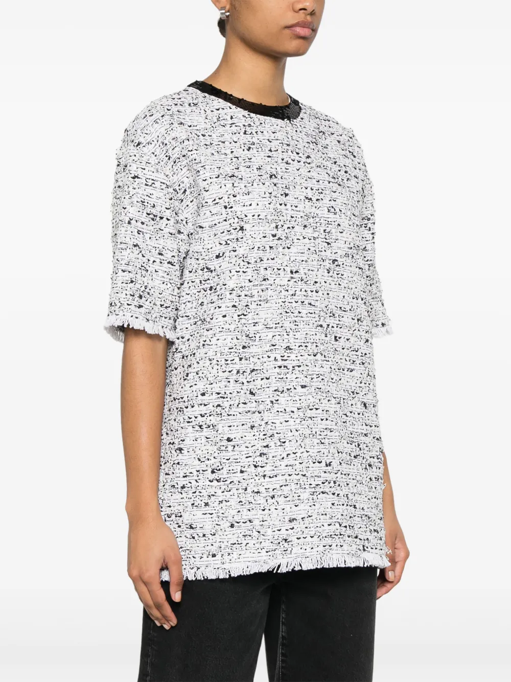 Balmain Tweed Top in White, view 3